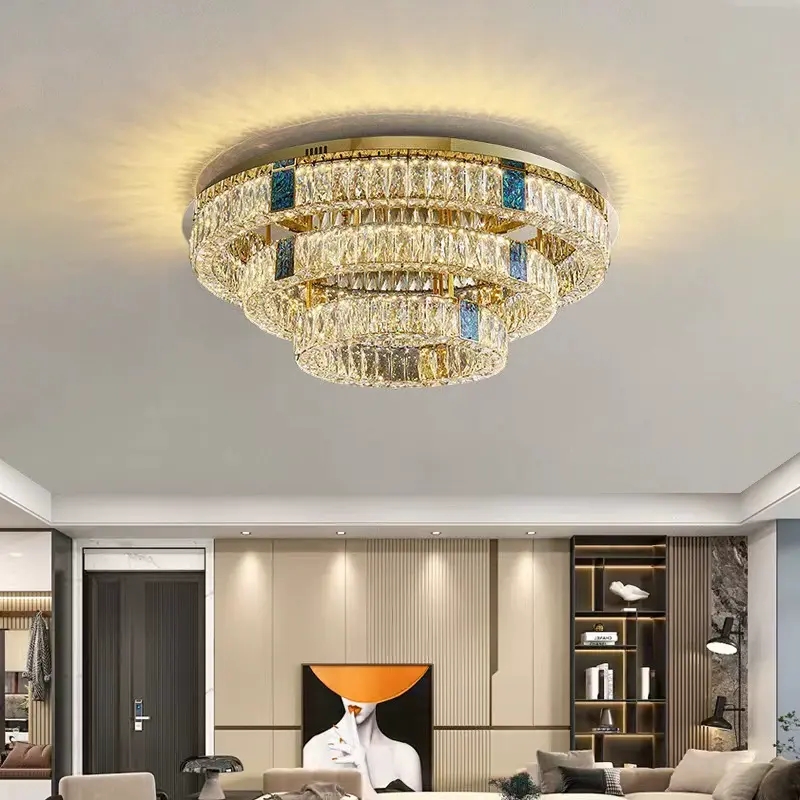 Crystal Ceiling Light - Round Textured Glass